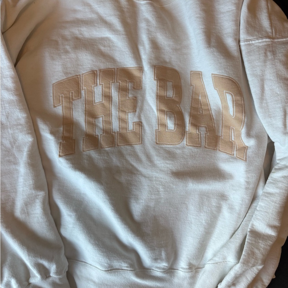 The Bar White and Tan Crewneck Sweater